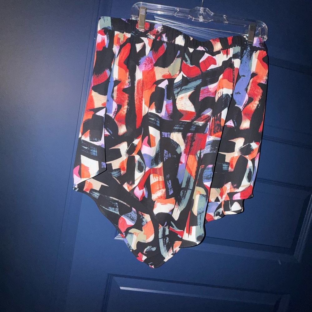 Abstract Multicolor High-Low Skirt